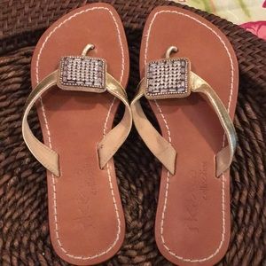 Gold & rhinestone sandals.